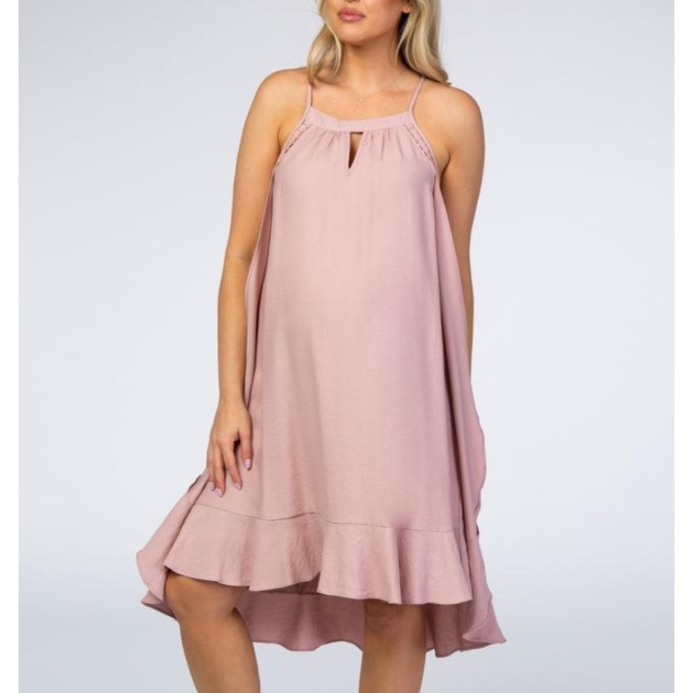 PinkBlush ruffle hem keyhole maternity dress